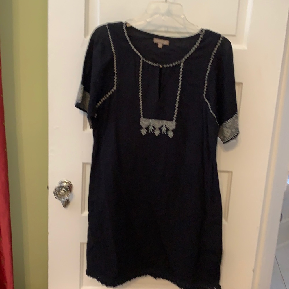 Lilly P black gauzy dress with embroidery